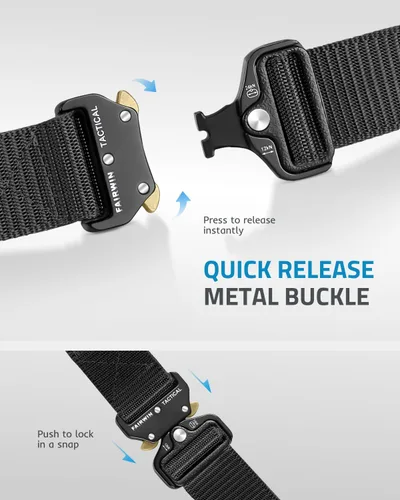 Miniatura 2 de FAIRWIN Cinturón Táctico, Estilo Militar Webbing Riggers Web Gun Belt con Hebilla de Metal de Liberación Rápida de Servicio Pesado