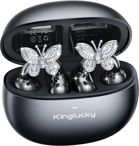 Miniatura 11 de Kinglucky Auriculares de oído abierto ClipFree con aretes de mariposa, auriculares ultracómodos y de ajuste seguro tipo clip, 50 horas de Oro rosa