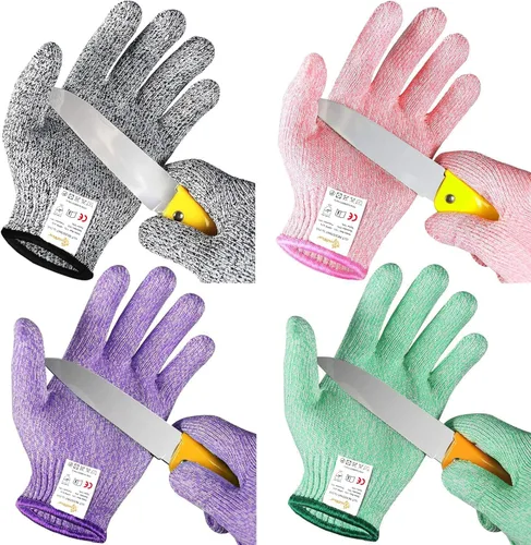 Miniatura 10 de Guantes Evridwear resistentes al corte para niños de 10 a 13 años, guantes de corte con protección de grado alimenticio nivel 5 para cocinar, Gris