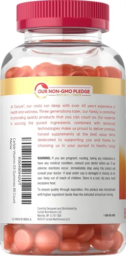 Miniatura 3 de Carlyle Gomitas de vitamina D3 10000iu para adultos 80 unidades Gomitas con sabor a melocotón Alta potencia para mujeres y hombres