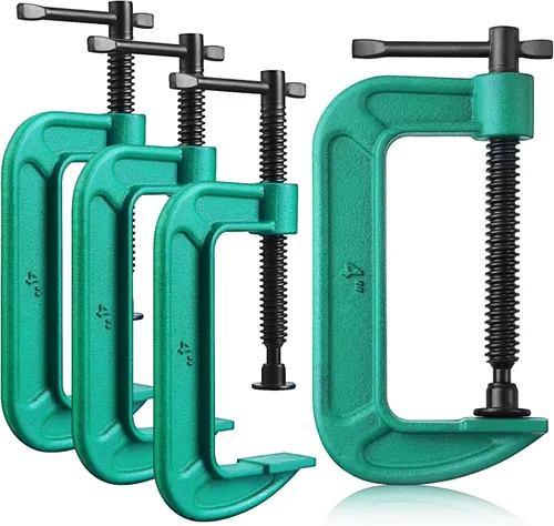 Miniatura 9 de Juego de 4 abrazaderas C de 3 pulgadas, abrazaderas en G resistentes para automóviles y madera con apertura de mandíbula deslizante para carpintería