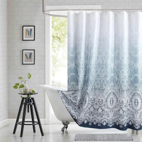 Miniatura 16 de Cortina de ducha gris, cortinas de ducha de tela de microfibra gris degradado para baño, cortinas de baño modernas impermeables, 72 pulgadas