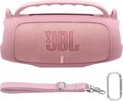 Funda de silicona compatible con JBL Charge 5 Altavoz Bluetooth portátil impermeable (Cubierta de silicona rosa)