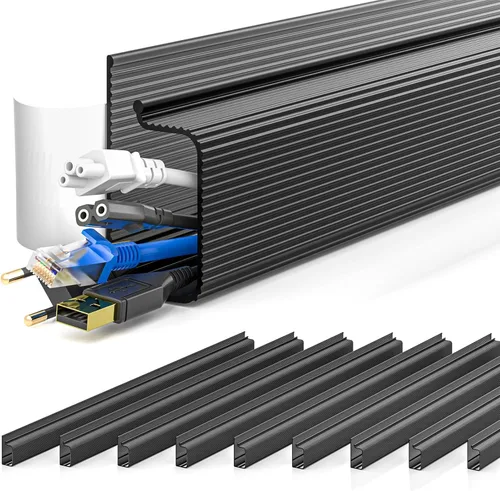 Miniatura 11 de YECAYE Organizador de cables de 94.2 pulgadas bajo el escritorio, montaje adhesivo de fácil instalación, ocultador de cables, organizador de cables