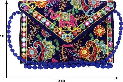 Miniatura 4 de Rajasthani tradicional bordado elefante ilustraciones gran tamaño bolso