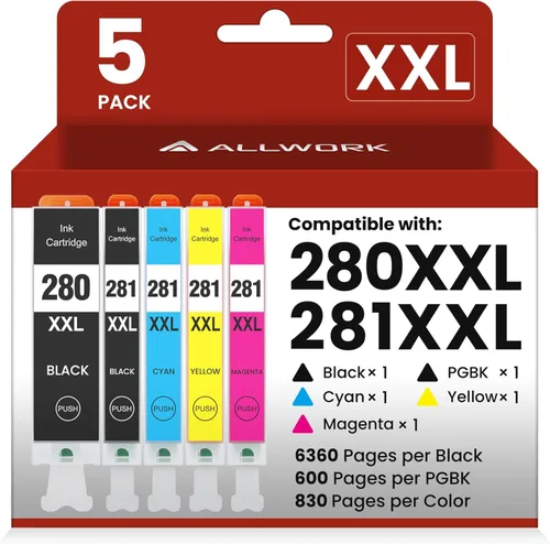 Miniatura 12 de ALLWORK 280XXL 281XXL Compatible con cartuchos de tinta Canon 280 y 281 PGI-280XXL CLI-281XXL para Canon TR8620a Cartuchos de tinta para Pixma