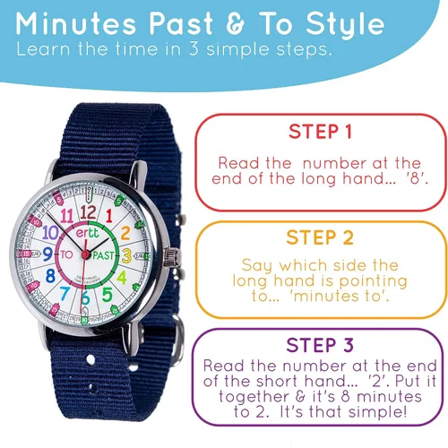 Miniatura 3 de EasyRead Time Teacher - Reloj analógico de enseñanza para niños, aprende a decir la hora, reloj de profesor de 3 pasos, esfera fácil de leer
