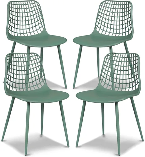 Miniatura 16 de Poly & BARK Isla - Juego de 4 sillas de cocina modernas, sillas de comedor de plástico con patas de metal, montaje rápido, sillas simples de café