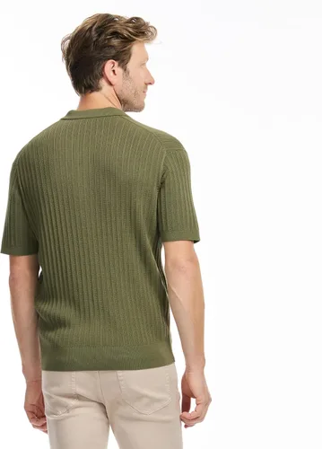 Miniatura 3 de SAKS Fifth Avenue Polo de punto acanalado con textura vertical de manga corta para hombre
