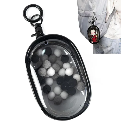 Miniatura 9 de Bolsa de exhibición de figuras transparentes, bolsa de almacenamiento portátil para figuras con llavero, mini caja ciega para colgar muñecas, cierre