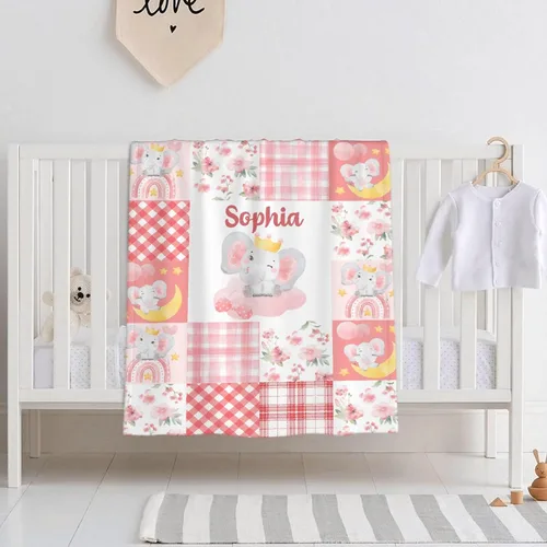 Miniatura 20 de Manta personalizada con nombre, manta personalizada de animales de bebé, regalos conmemorativos para envolver niños pequeños, cumpleaños familiar