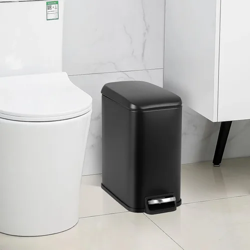 Miniatura 2 de Cubo de basura de baño de 1.3 galones con tapa, cubo de basura con pedal pequeño para espacios pequeños, cubo extraíble, para baño, dormitorio