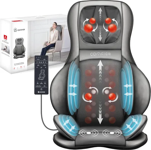 Miniatura 9 de COMFIER Shiatsu - Masajeador de espalda con calor, masajeador de tejido profundo con vibración, cojín de asiento de masaje Shiatsu 2D/3D