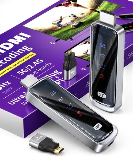 Miniatura 10 de Transmisor y receptor HDMI inalámbrico 328FT/100M, 4K Decodificación Plug & Play Portátil 5G+2.4G Adaptador de pantalla inalámbrico Kit extensor