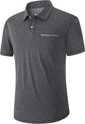Miniatura 3 de ZITY Camisa de golf para hombre de manga corta, polo deportivo de malla