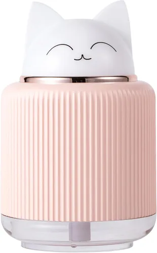Mini humidificador de 10.1 fl oz USB con forma de gato lindo humidificador de escritorio con 2 colores LED luz nocturna 2 modos de niebla,