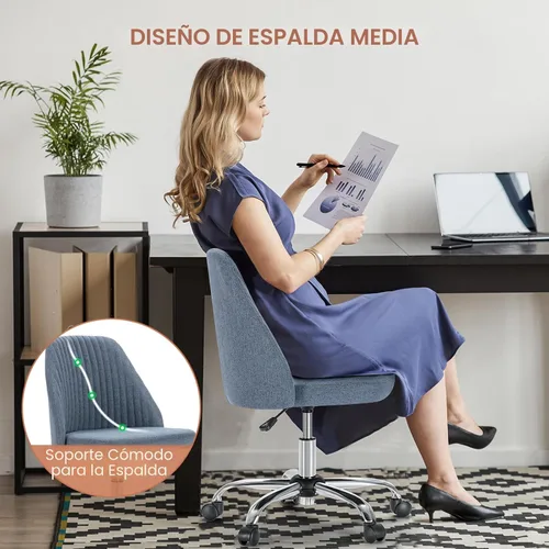 Miniatura 3 de Silla de Oficina DUMOS, Silla de Escritorio Cómoda con Ruedas, Silla Giratoria de Tocador, Sillas de Tarea con Asiento Ancho, Sillas de Computadora