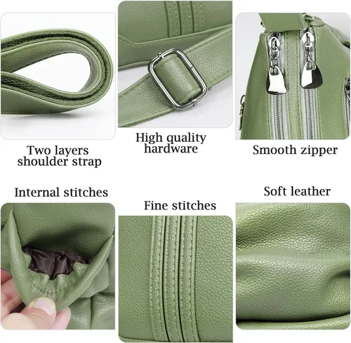Miniatura 5 de Bolso de hombro de piel sintética suave para mujer, bolso cruzado con múltiples bolsillos, bolso mediano y espacioso, bolso de moda con asa superior