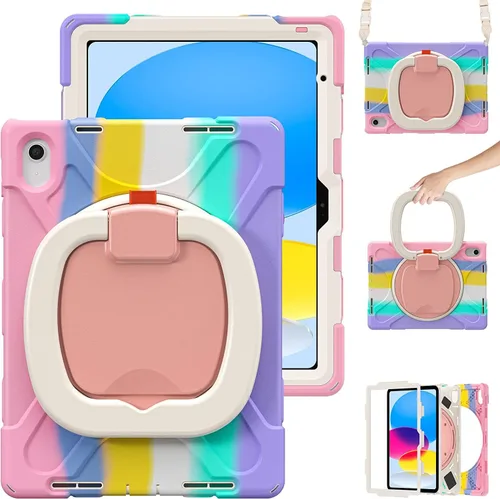 Miniatura 17 de Funda para iPad Air de 3ª generación – Funda resistente para niños con soporte giratorio, soporte para lápices y correa de transporte para iPad