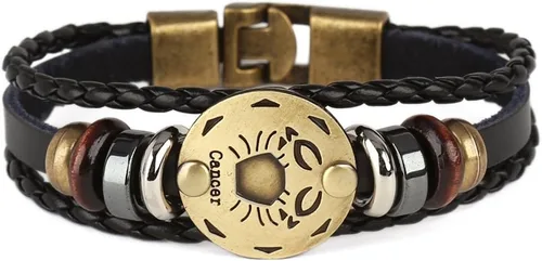 Miniatura 49 de Hamoery Pulsera de cuero de aleación punk para Constellation trenzada pulsera pulsera brazalete