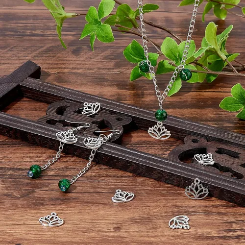 Miniatura 4 de SUNNYCLUE 100 dijes de loto y chakras de aleación para hacer joyas, aretes, collares, accesorios de pulsera para mujeres adultas, manualidades