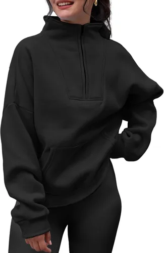 Miniatura 2 de Trendy Queen Sudaderas con media cremallera, sudaderas con capucha de gran tamaño, suéteres de otoño 2024 Y2K ropa de invierno