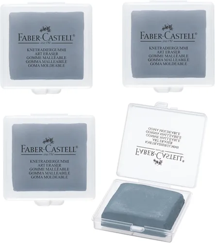 Faber-Castell Gomas de borrar - Drawing Art - Borradores amasados, tamaño grande, color gris, paquete de 4