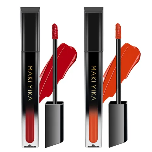 Miniatura 38 de MAKI YIKA Lápiz labial rojo burdeos para mujer, pintalabios de larga duración, sin manchas, mate, líquido, a prueba de transferencia, sin crueldad