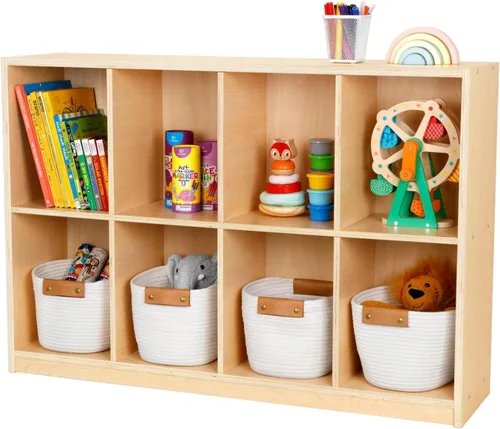 Miniatura 5 de OOOK - Gabinete de almacenamiento de madera con 8 compartimentos en forma de mochila - Organizador de juguetes para niños - Estantería para aula
