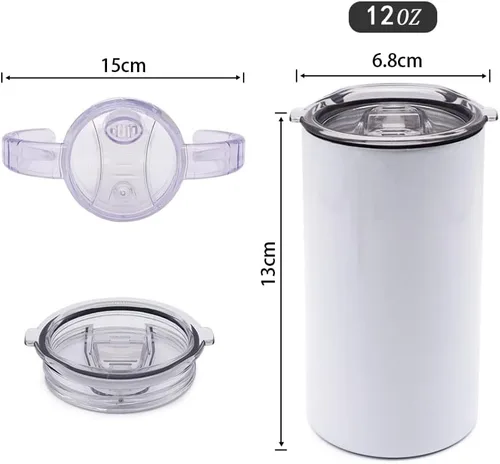 Miniatura 2 de Vaso para niños con asa, 12 onzas, 1 vaso para sublimación Vasos delgados y rectos para niños, tapa a prueba de salpicaduras, a prueba de roturas