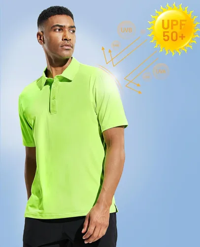 Miniatura 2 de MIER Polo de manga corta para hombre, protección solar, polo de golf, secado rápido