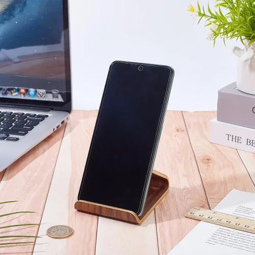 Miniatura 4 de Soporte para teléfono celular de madera de nogal de 2.95 pulgadas, soporte para teléfono inteligente, soporte de escritorio, soporte para teléfono