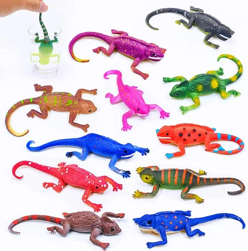 10 piezas de figuras de lagarto, juguete de camaleón que cambia de color, juego de reptiles realistas y elásticos, para niños de 3 años en adelante,