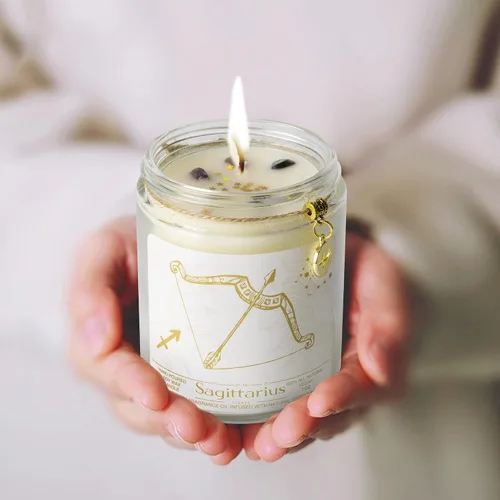 Miniatura 6 de Regalo de velas de signo del zodiaco Sagitario, tarro de velas de cristales del signo del zodiaco, astrología con aroma a lavanda, velas de soja