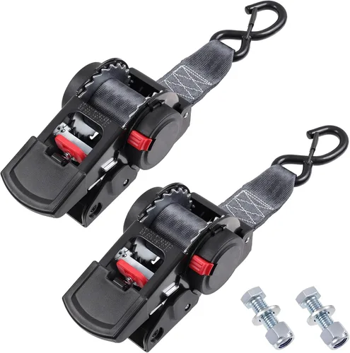Miniatura 8 de Ayaport Correas de trinquete retráctiles de 1 pulgada x 6 pies, correas de amarre atornilladas al remolque, resistencia a la rotura de 1410 libras