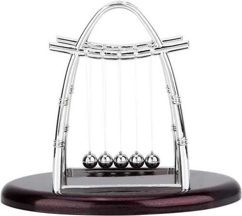 Miniatura 6 de Bolas de equilibrio clásicas Newton Cradle 5 bolas de acero de péndulo Ulum para oficina y educación escolar Newton bolas de cojinete oscilante (S)