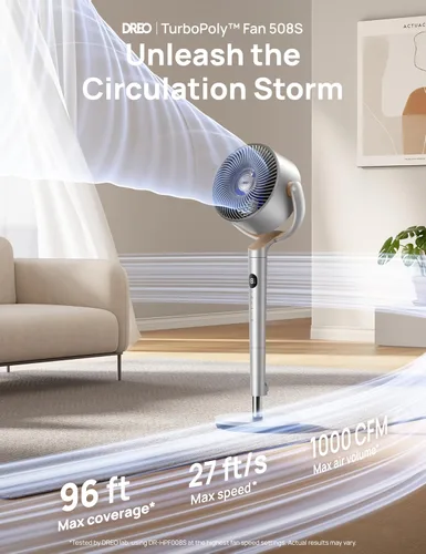 Miniatura 2 de Dreo Ventiladores inteligentes para dormitorio, ventilador oscilante omnidireccional de 120° + 120°, ventilador de pedestal silencioso de 90 pies
