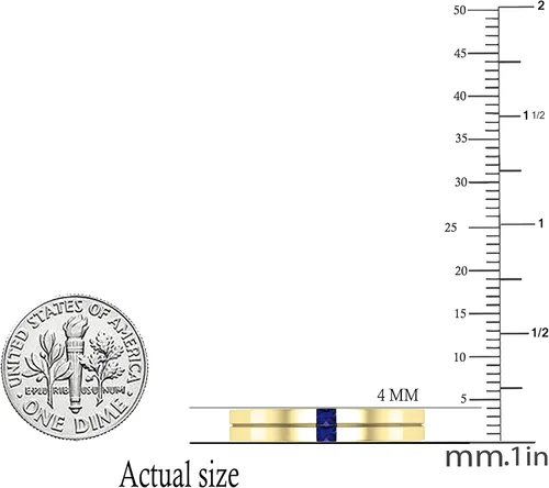 Miniatura 3 de Dazzlingrock Collection 2 mm Princess Gemstone or Diamond Two Stone Mens Wedding Band Ring in Gold