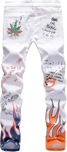 Miniatura 2 de Parches estampados para hombre diseño de retazos de moda ajustados desgastados con agujeros de mezclilla cantantes bailarines
