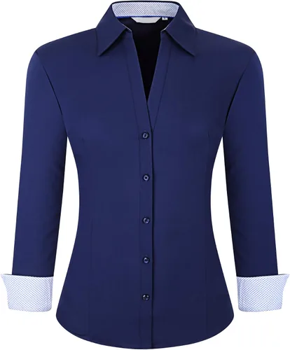Alex Vando - Blusa de botones para mujer, sin arrugas, manga larga, casual, para el trabajo