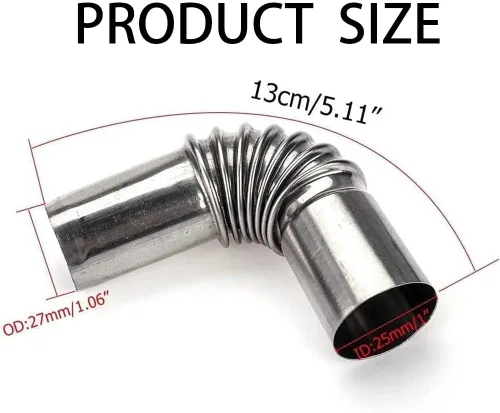 Miniatura 4 de 25mm Tubo de escape para calentador de aire de estacionamiento Codo conector de tubo de acero inoxidable con tapa a prueba de viento Calentador