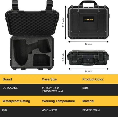 Miniatura 6 de LOTOCASE para llave de impacto y dinamométrico Dewalt - Caja de herramientas dura impermeable para juego Dewalt, bolsa de kit combinado de Capacidad