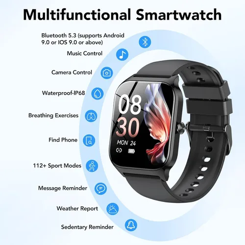 Miniatura 7 de Reloj inteligente para hombres y mujeres, pantalla HD de 1.85" con rastreador de fitness Bluetooth, llamadas/control de voz AI, IP68 resistente al