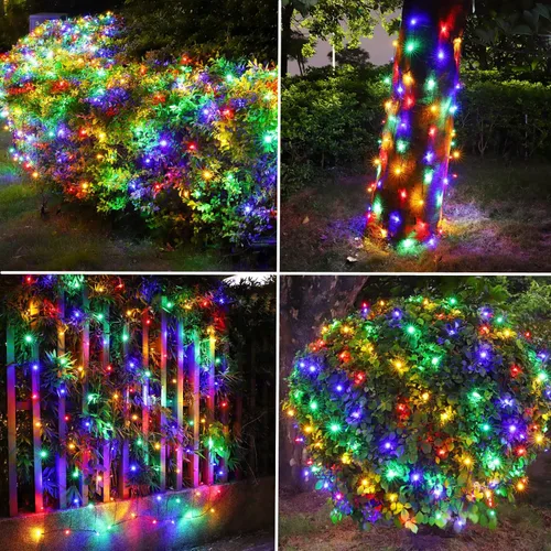 Miniatura 5 de Efunly Red de luces LED de Navidad para arbustos al aire libre, 100 LED de 5 x 5 pies, impermeable, 8 modos de luces de malla conectables