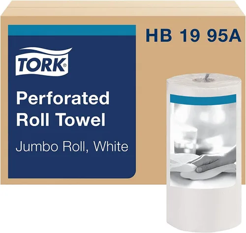 Miniatura 9 de Tork HB9201 Rollo de toallas perforadas de tamaño conveniente blanco, certificado compostable, 30 x 120 toallas