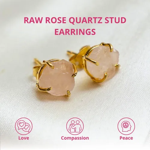 Miniatura 104 de Gempires Natural Raw Prong Setting Stud Earrings, 8-10 mm Crystals Earring, Handmade Jewelry, Gift for Her