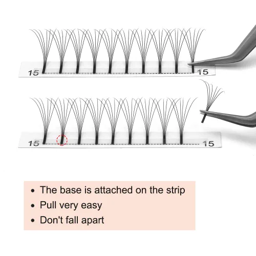 Miniatura 6 de Extensiones de pestañas postizas en abanico 6D-D-0.10-0.50 pulgadas, extensiones de pestañas postizas de volumen con tallo largo .07 .10, abanicos