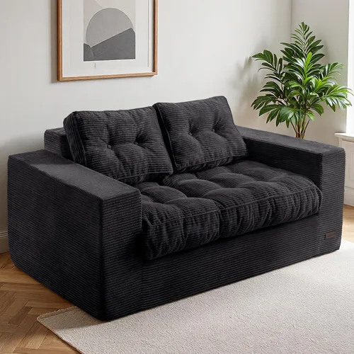 Miniatura 17 de MAXYOYO Sofá de dos plazas para sala de estar, sofá pequeño acolchado sin estructura, cómodo sillón tipo puf para espacios pequeños, dormitorio