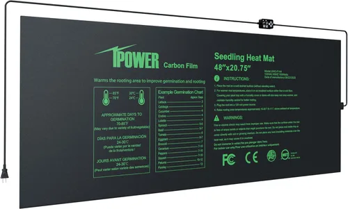 Miniatura 23 de iPower Tapete térmico de siembra de 10 x 20.75 pulgadas con película de carbono mejorada, almohadilla de inicio de germinación de plantas
