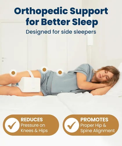 Miniatura 2 de Everlasting Comfort Almohada de rodilla de espuma viscoelástica para personas que duermen de lado, alivio del dolor de ciática, correa ajustable
